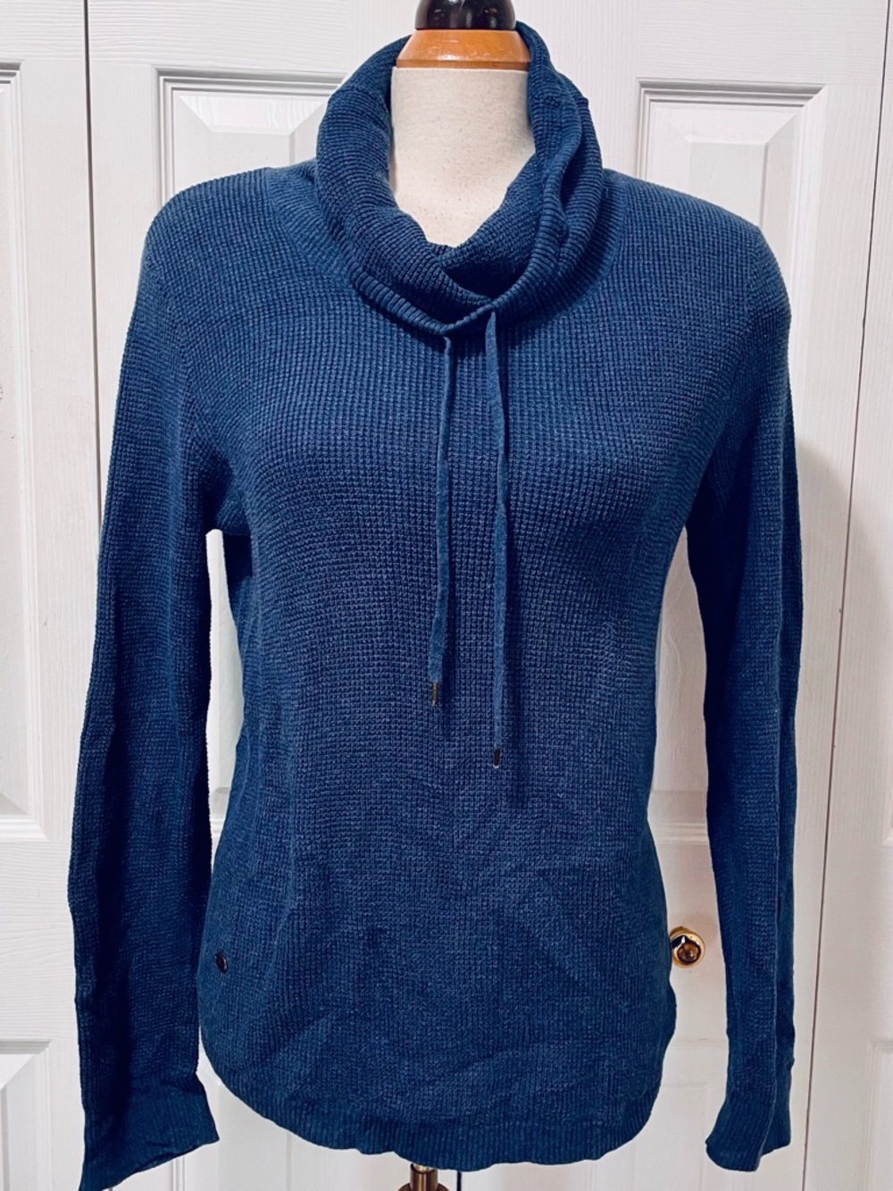 Lauren Ralph Lauren Blue Cowl Neck Drawstring Sweater